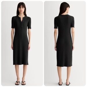 Everlane The Rib-Knit Henley Dress in Black | Size Small